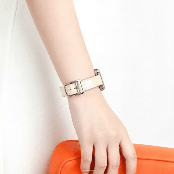 רצועת עור לשעון אפל ווטש 40/41/42mm צרה -Beige