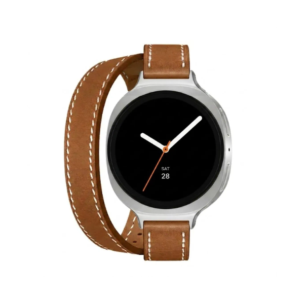 רצועת עור כפולה Galaxy Watch 8 רוחב 14mm אבזם כפול WB11 צבע -Brown
