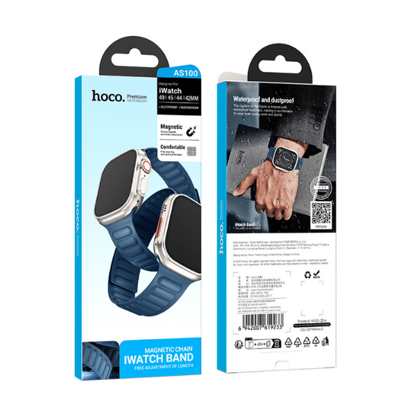 רצועת בד FineWoven 44/45/46/49 מ"מ מגנטית לשעון אפל על ידי Hoco AS100 - כחול