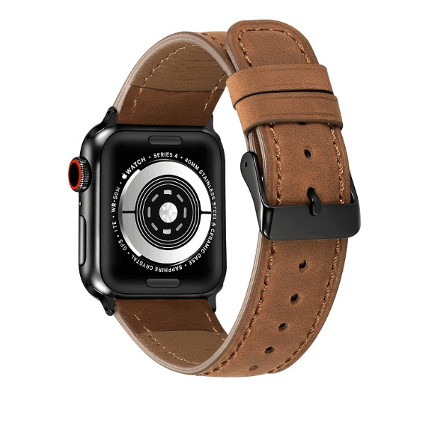 רצועת עור לשעון אפל ווטש קלאסיק חום אבזם שחור