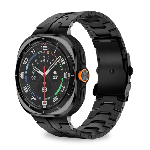 רצועת ברזל חוליות לשעון Galaxy Watch 7 Ultra 47mm פלדה אל חלד איכותית  -Black