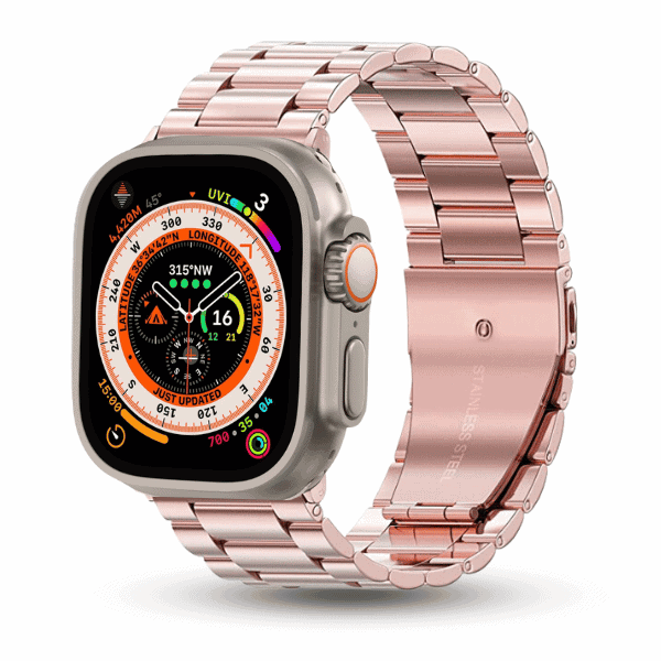 רצועת אפל ווטש ממתכת אל חלד סדרת 44/45/46/49 מ"מ לקסי -ורוד