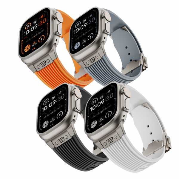 Silicone Watch Band For Apple Watch buckle 316L steel titanium color-Zeus