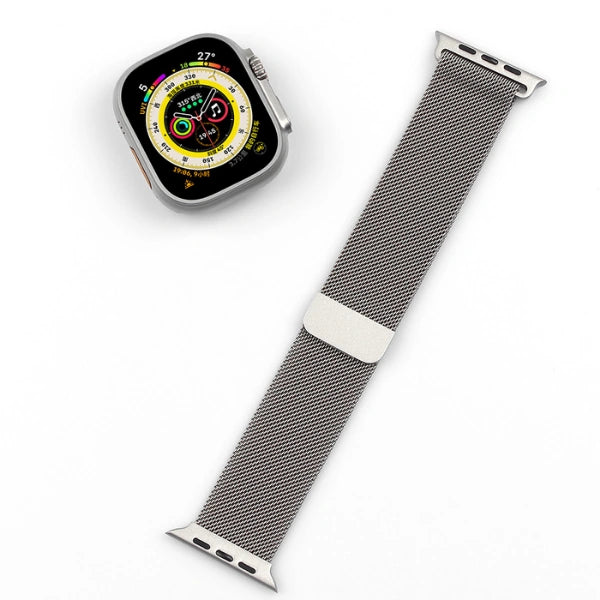 Wide Milanese Stainless Steel 24mm Magnetic Band Series Apple Watch 44/45/46/49mm Apollo -Black