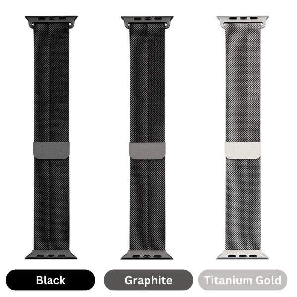 Wide Milanese Stainless Steel 24mm Magnetic Band Series Apple Watch 44/45/46/49mm Apollo -Titanium