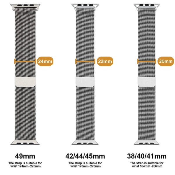 Wide Milanese Stainless Steel 24mm Magnetic Band Series Apple Watch 44/45/46/49mm Apollo -Graphite