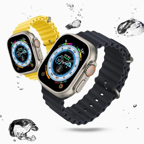 רצועת גומי אוקיינוס' עבור Apple Watch 44/45/46/49 מ"מ עם אבזם טיטניום סקוט - שחור
