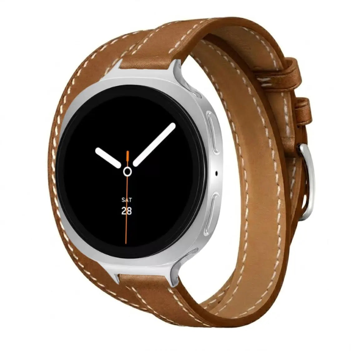 רצועת עור כפולה Galaxy Watch 8 רוחב 14mm אבזם כפול WB11 צבע -Brown