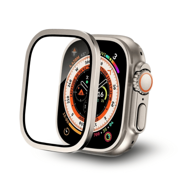 מגן מסך עם מסגרת אלומיניום עבור Apple Watch Ultra 49mm - אור כוכבים