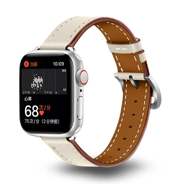 רצועת עור לשעון אפל ווטש 40/41/42mm צרה -Beige