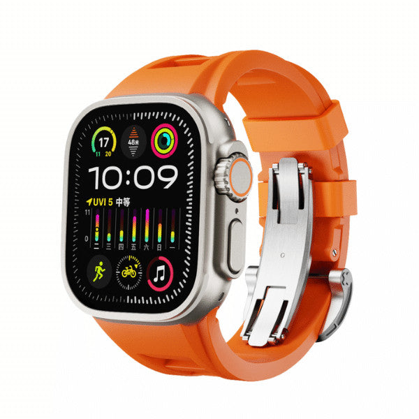Silicone Watch Band For Apple Watch foldable buckle 316L steel -leon