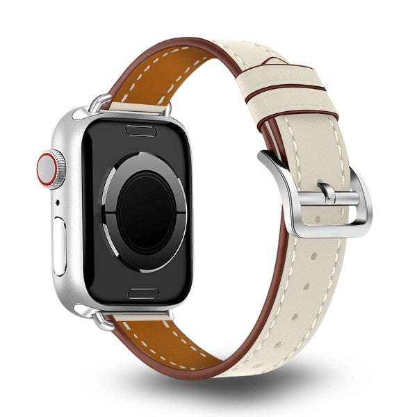 רצועת עור לשעון אפל ווטש 40/41/42mm צרה -Beige