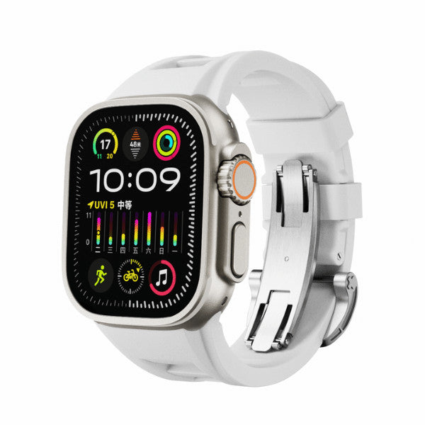 Silicone Watch Band For Apple Watch foldable buckle 316L steel -leon