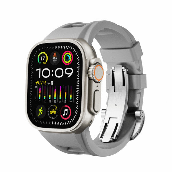 Silicone Watch Band For Apple Watch foldable buckle 316L steel -leon