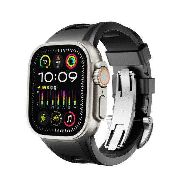 Silicone Watch Band For Apple Watch foldable buckle 316L steel -leon