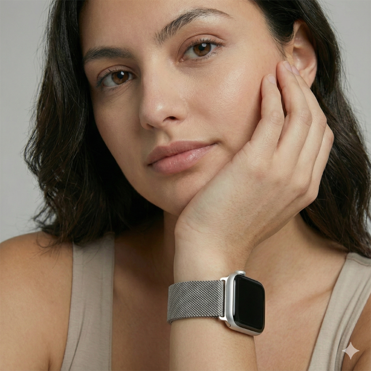 רצועה לאפל ווטש 44/45/46/49mm ברזל מגנט -Silver