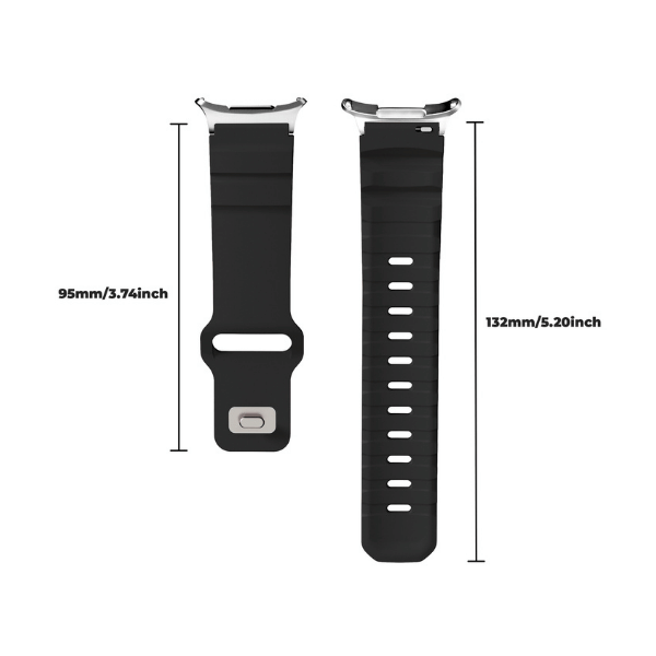 FKM Fluorine Silicone Strap 24mm for Samsung Galaxy Watch 7 Ultra 47mm -Black