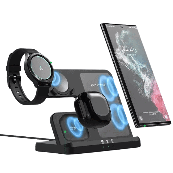 מטען אלחוטי שולחני 3-in-1 לכל מכשירי גלקסי: טלפון, אוזניות וגלקסי ווטש
