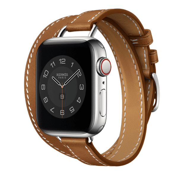 Cleopatra Double Tour Slim Genuine Leather Band for Apple Watch 40/41/42mm -Brown
