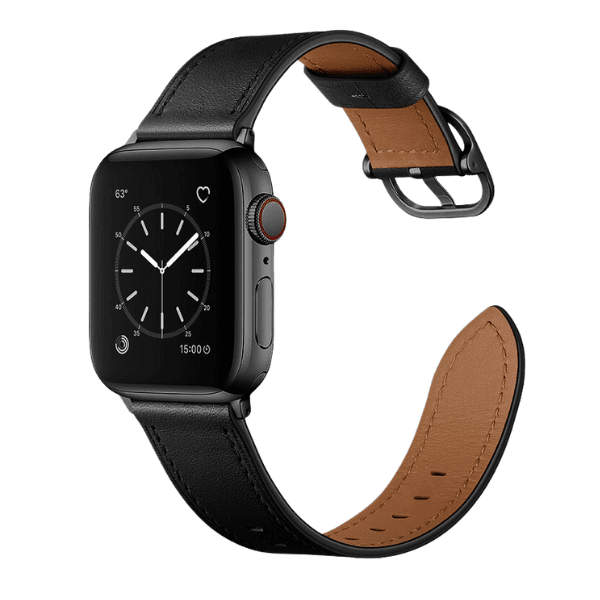 רצועת עור לשעון אפל עם אבזם מרובע שחור