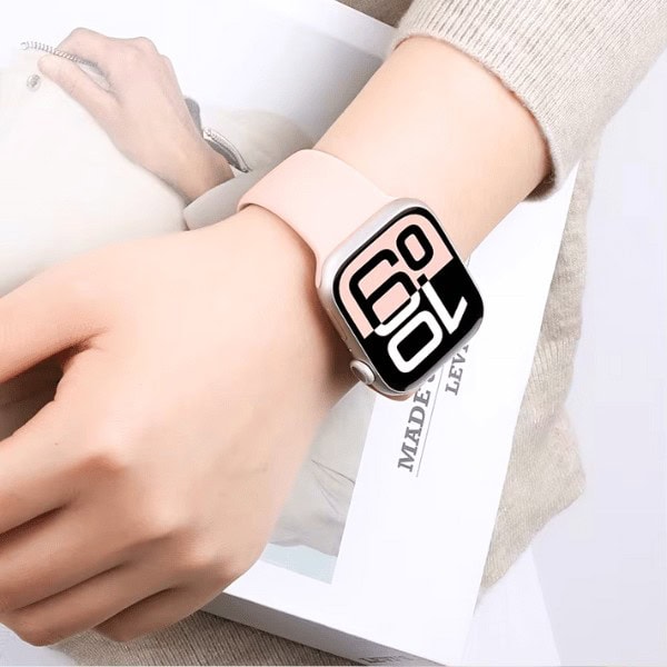 רצועת סיליקון פרימיום FKM AW02 אפל ווטש 40/41/42mm בצבע -Pink