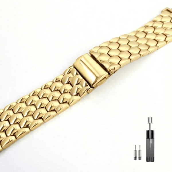 רצועה לשעון סמסונג גלקסי ווטש 8 ברזל בסגנון פלורנס בצבע זהב