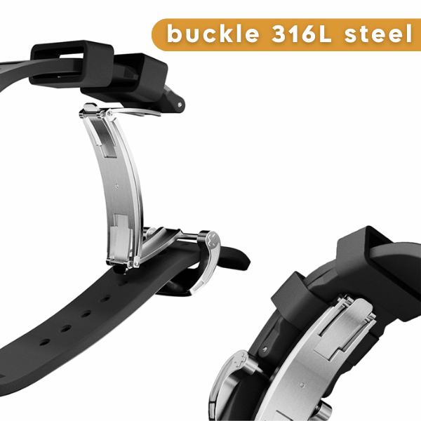 Silicone Watch Band For Apple Watch foldable buckle 316L steel -leon