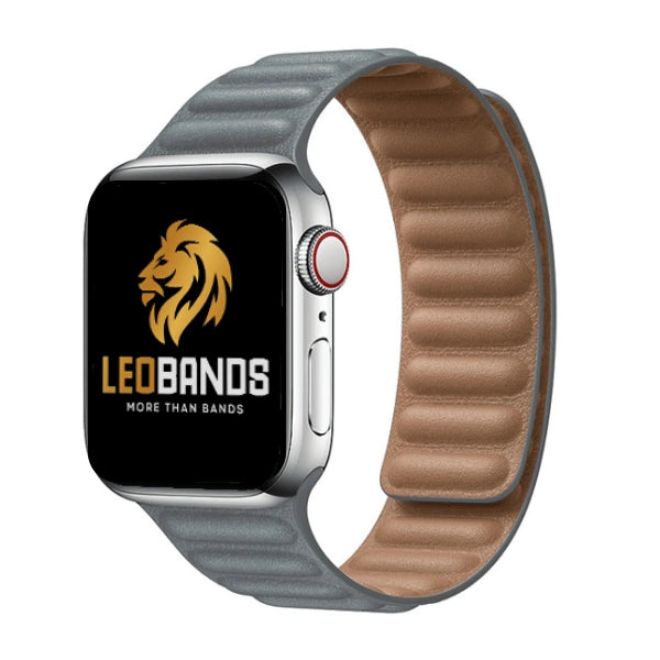 Magnetic link Genuine Leather Series Apple Watch Band 42/44/45/49mm Olympia -Grey