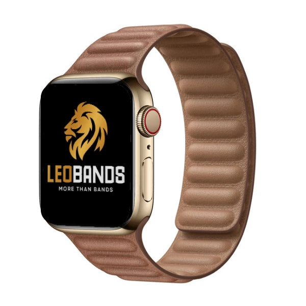 Magnetic link Genuine Leather Series Apple Watch Band 42/44/45/49mm Olympia -Brown